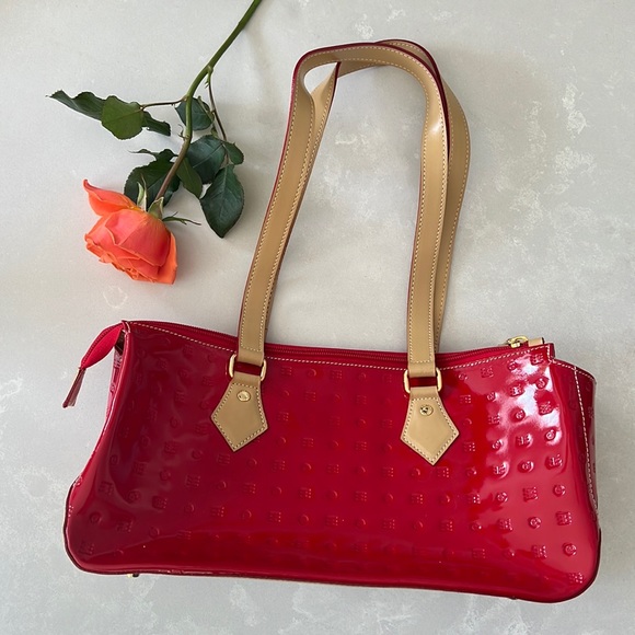 Arcadia Bags Arcadia Italian Leather Handbag Purse Red And Tan With
